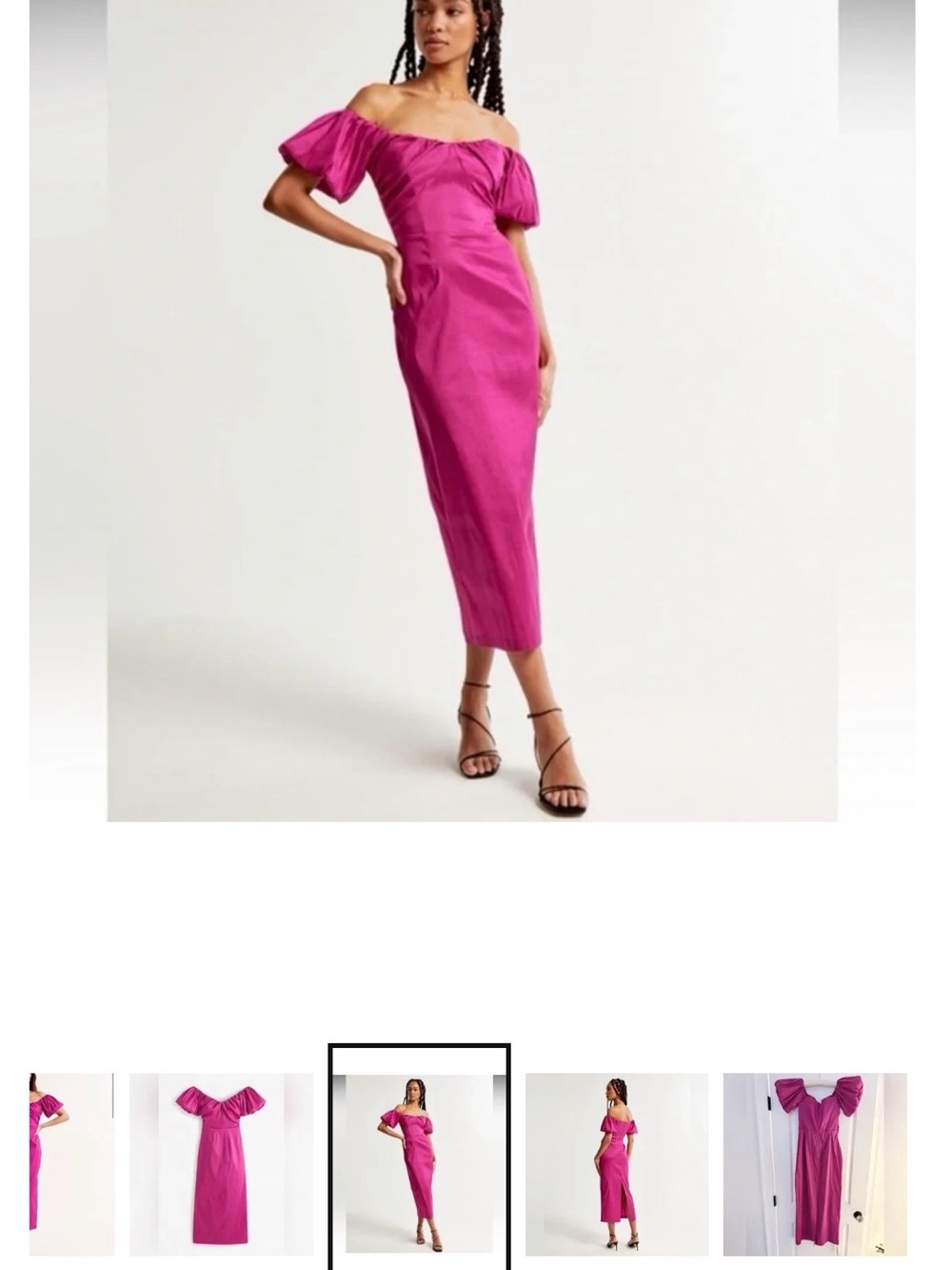 Abercrombie & Fitch Off-Shoulder pink Midi Dress